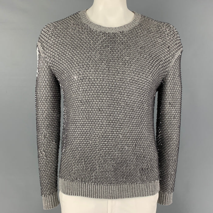 MCQ by ALEXANDER MCQUEEN Size S Grey Sequined Wool Crew-Neck Pullover