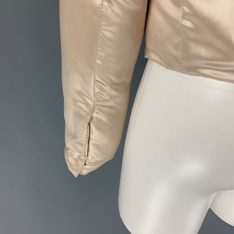 JIL SANDER Size 4 Beige Acetate Silk Padded Jacket