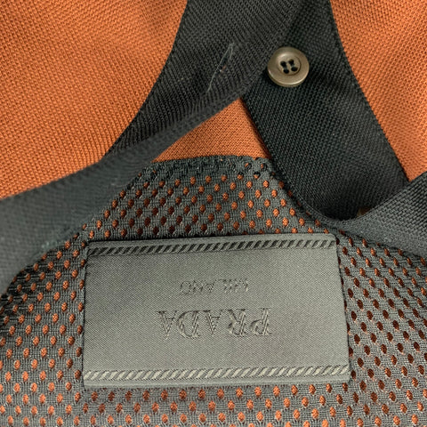 PRADA 2018 Size XL Brown & Blue Color Block Polo
