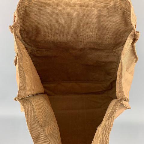 GHURKA Khaki Nylon Leather Trim Tote Handbag