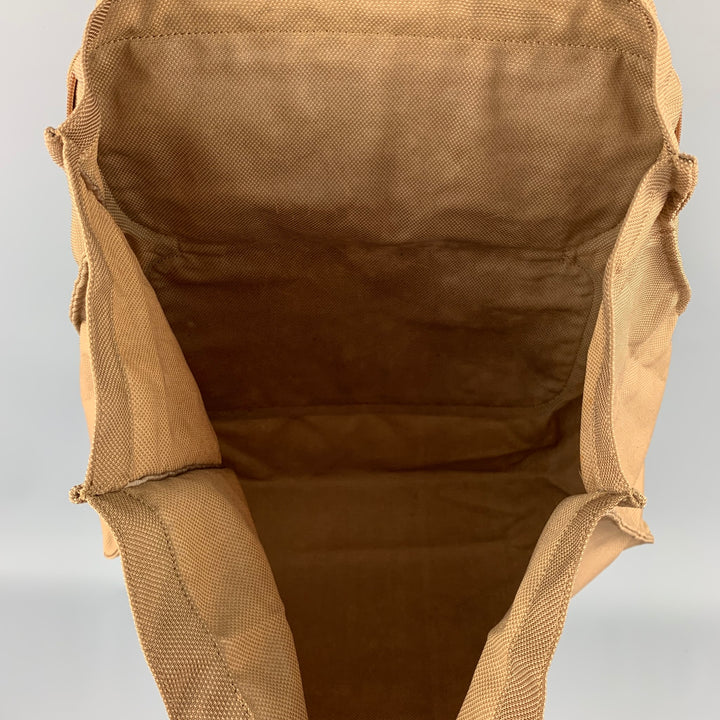 GHURKA Sac à main fourre-tout en nylon kaki avec bordure en cuir