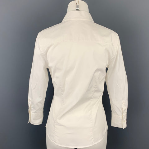 CAROLINA HERRERA Talla 2 Blusa clásica elástica blanca