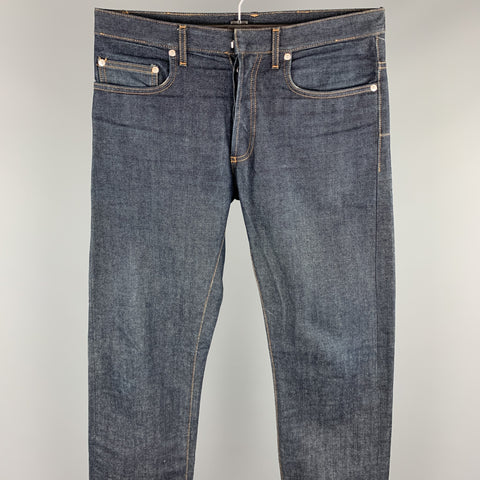DIOR HOMME Size 32 Indigo Contrast Stitch Denim Button Fly Jeans