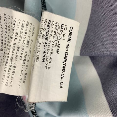 COMME des GARCONS HOMME PLUS Size M Black Blue Pink Panther Logo Polyester Jersey T-shirt