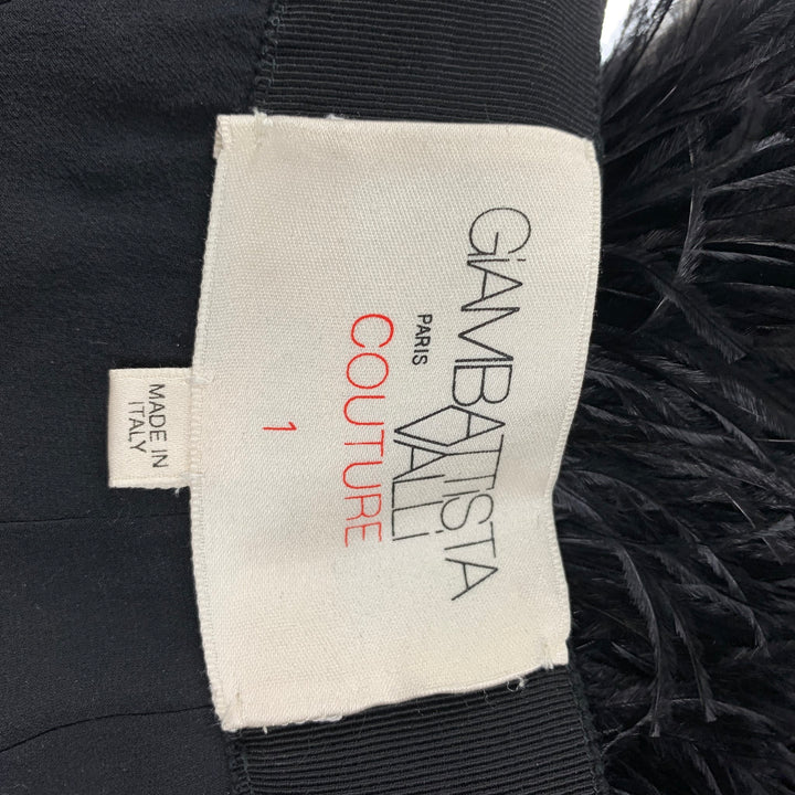 GIAMBATTISTA VALLI COUTURE Size M Black Cotton Blend Feathers Pencil Skirt