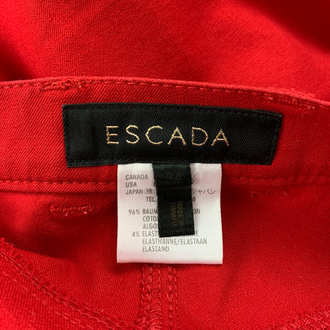 ESCADA Taille 4 Pantalon habillé en coton stretch rouge