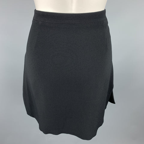 MIU MIU Size 8 Black Acetate / Viscose Side Slit A-Line Skirt