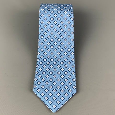 KITON Light Blue Abstract Floral Silk Tie