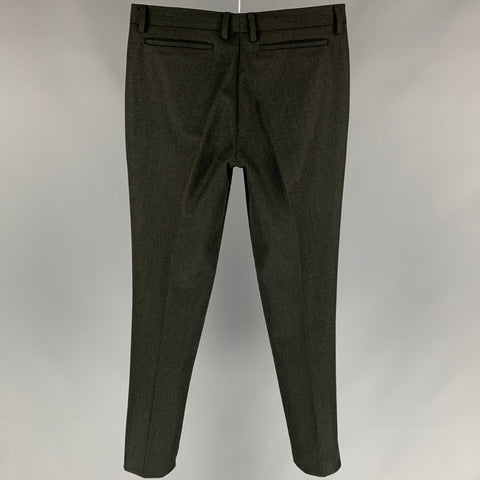 TOMORROWLAND Size 30 Charcoal Herringbone Wool Blend Flat Front Dress Pants