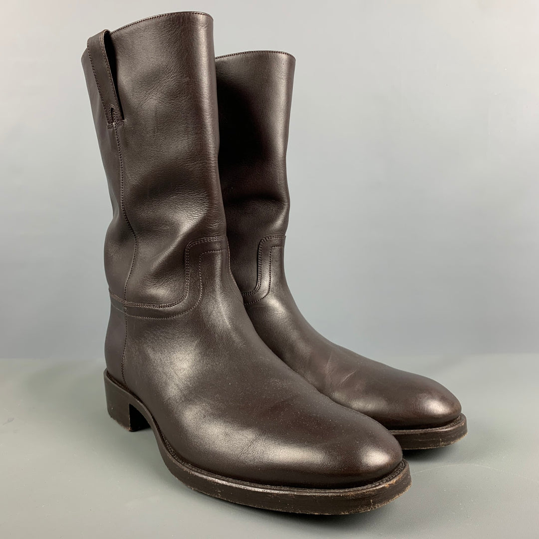 TOM FORD Size 10.5 Brown Solid Leather Pull On Boots