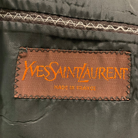 YVES SAINT LAURENT Chest Size 40 Brown White Pinstripe Single breasted 32 Suit
