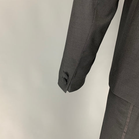THE KOOPLES Size 38 Black Grid Wool Peak Lapel Tuxedo Suit