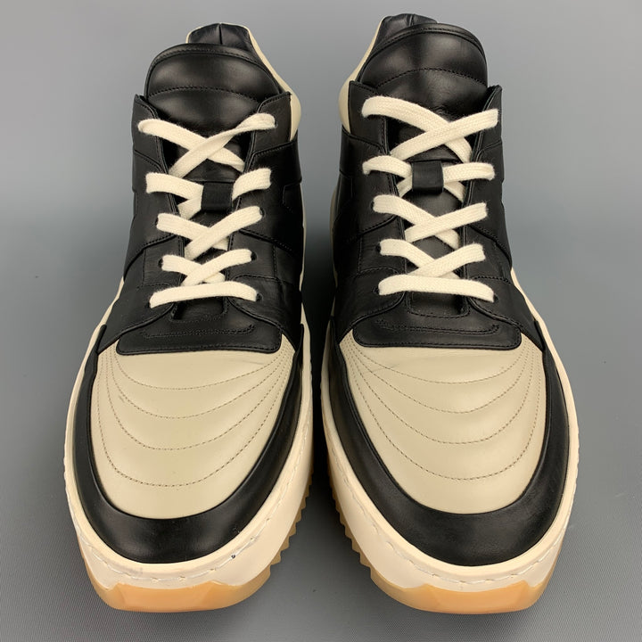 FEAR OF GOD Size 11 Black & Beige Color Block Leather Basketball Sneakers