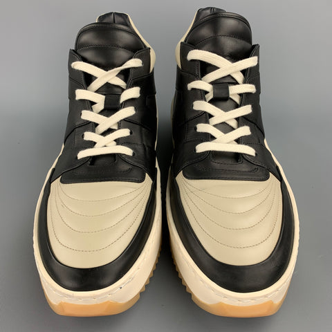 FEAR OF GOD Talla 11 Zapatillas de baloncesto de cuero con bloques de color negro y beige