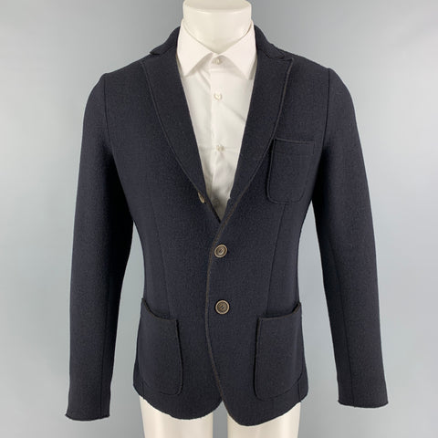 FALCONERI Size 38 Navy Wool Nylon Single Breasted Sport Coat