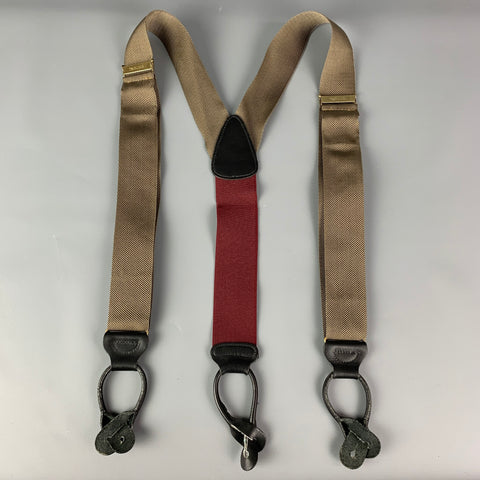 TRAFALGAR Olive Print Silk Ribbon Suspenders
