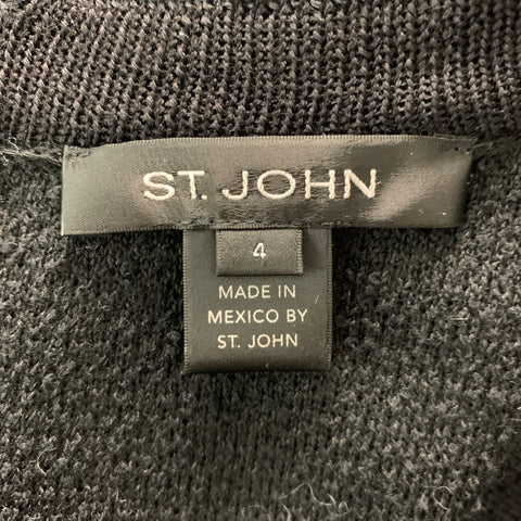 ST. JOHN Taille 4 Mélange de coton noir recadré sous les tenues du genou