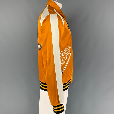 COACH x Keith Haring Size XL Orange White Embroidery Viscose Cotton Jacket