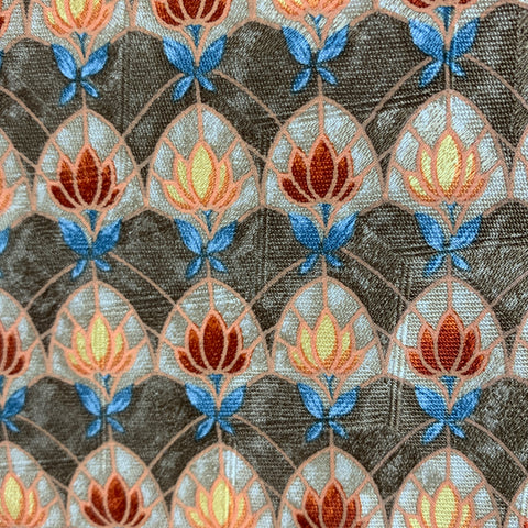 ERMENEGILDO ZEGNA Brown Red & Orange Abstrack Floral Silk Tie