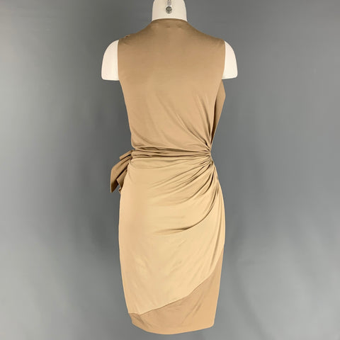 BURBERRY Vestido tubo sin mangas de seda elástica color caqui talla 6