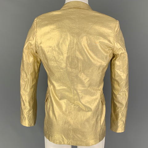 ACNE STUDIOS Size 36 Gold Metallic Linen Notch Lapel Sport Coat