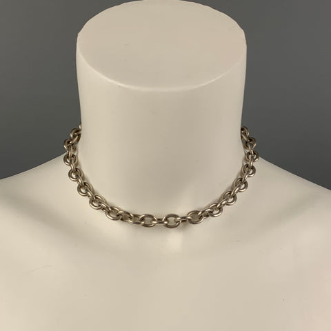 VINTAGE Silver Metal Chain Choker Necklace
