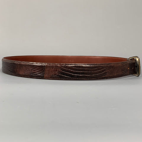POLO by RALPH LAUREN Size 36 Brown Lizard Sterling Silver Belt