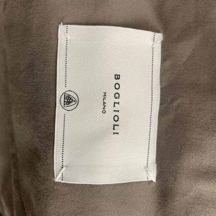 BOGLIOLI Size 36 Grey Cotton Notch Lapel Suit