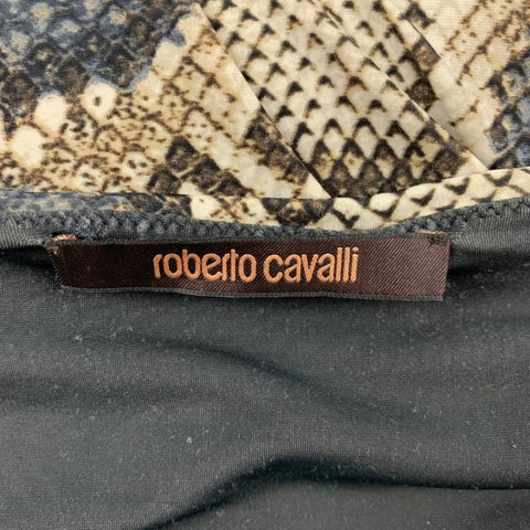 ROBERTO CAVALLI Size 2 Beige Brown Polyamide Long Sleeve A-line Dress