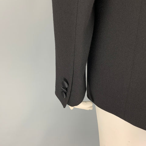 ETRO Taille 36 Veste à revers cranté en laine métallisée noire