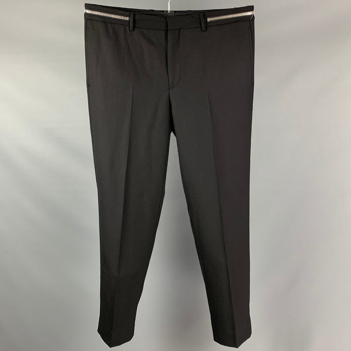 GIVENCHY Size 38 Black Wool Zipper Waistband Dress Pants