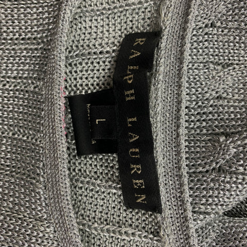 RALPH LAUREN Black Label Size L Silver Cotton Blend Cable Knit Dress Top