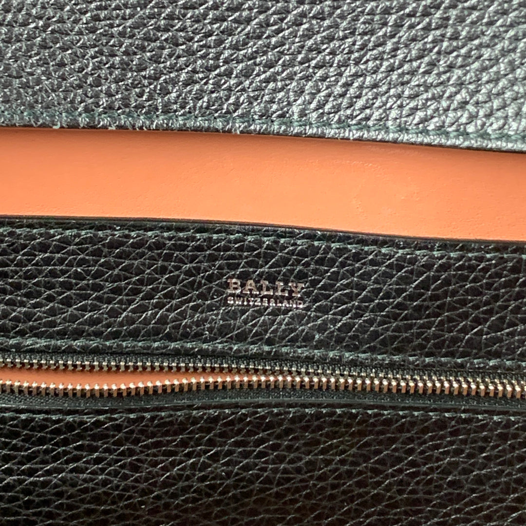 BALLY Black Pebble Grain Leather Top Handles Handbag