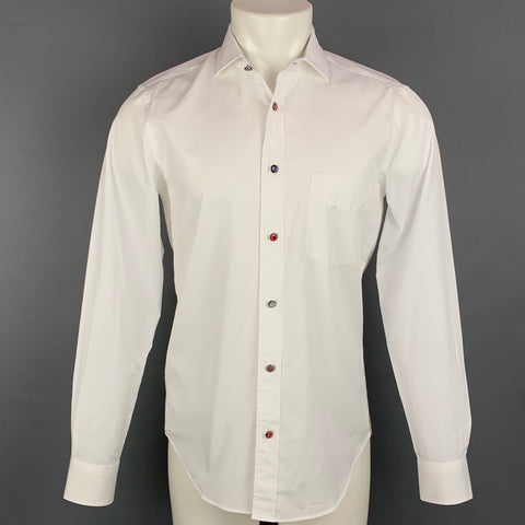 PAUL SMITH Camisa de manga larga con botones en mezcla de algodón blanca talla M