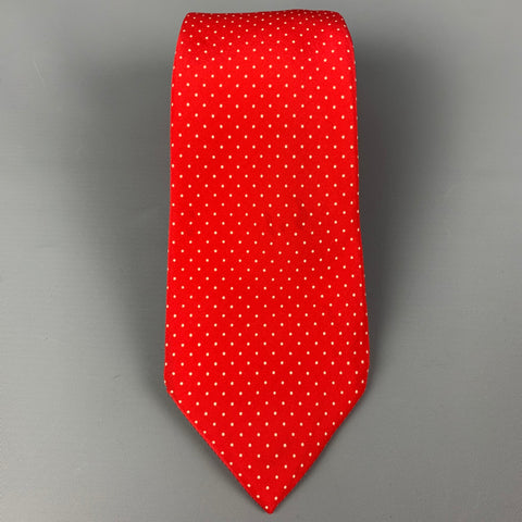 BONWIT TELLER Red White Polka Dot Silk Tie