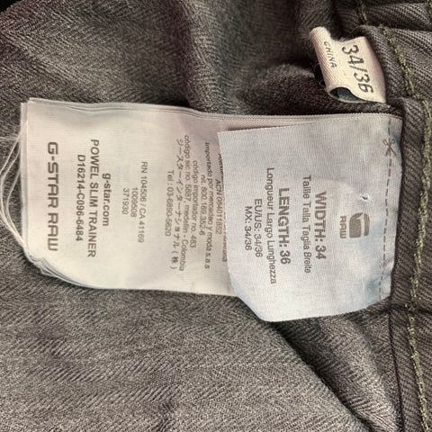 G-STAR Size 34 Black Cotton Elastic Waistband Casual Pants