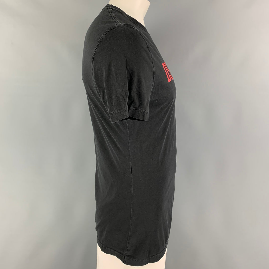 DSQUARED2 Talla XXL Camiseta de algodón con cuello redondo y logo rojo negro