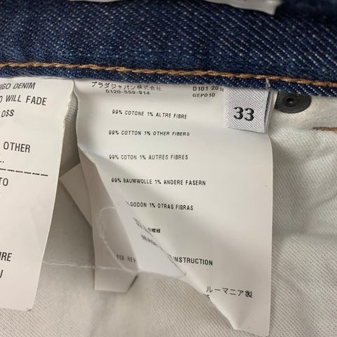 PRADA Size 33 Blue Cotton Slim Button Fly Jeans