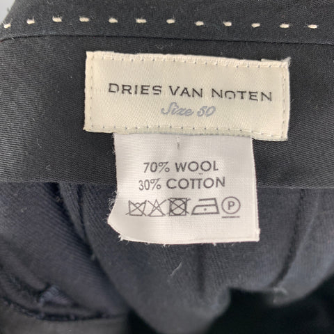 DRIES VAN NOTEN Size 34 Navy Twill Wool Cotton Casual Pants