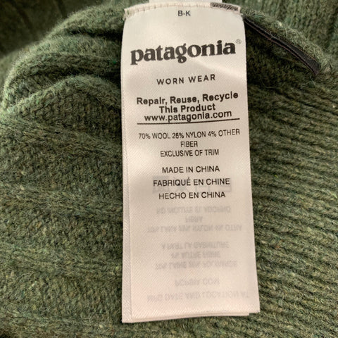 PATAGONIA Size S Green Ribbed Wool Blend Pullover
