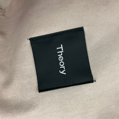THEORY Size L Grey Light Grey Leather Snaps Jacket