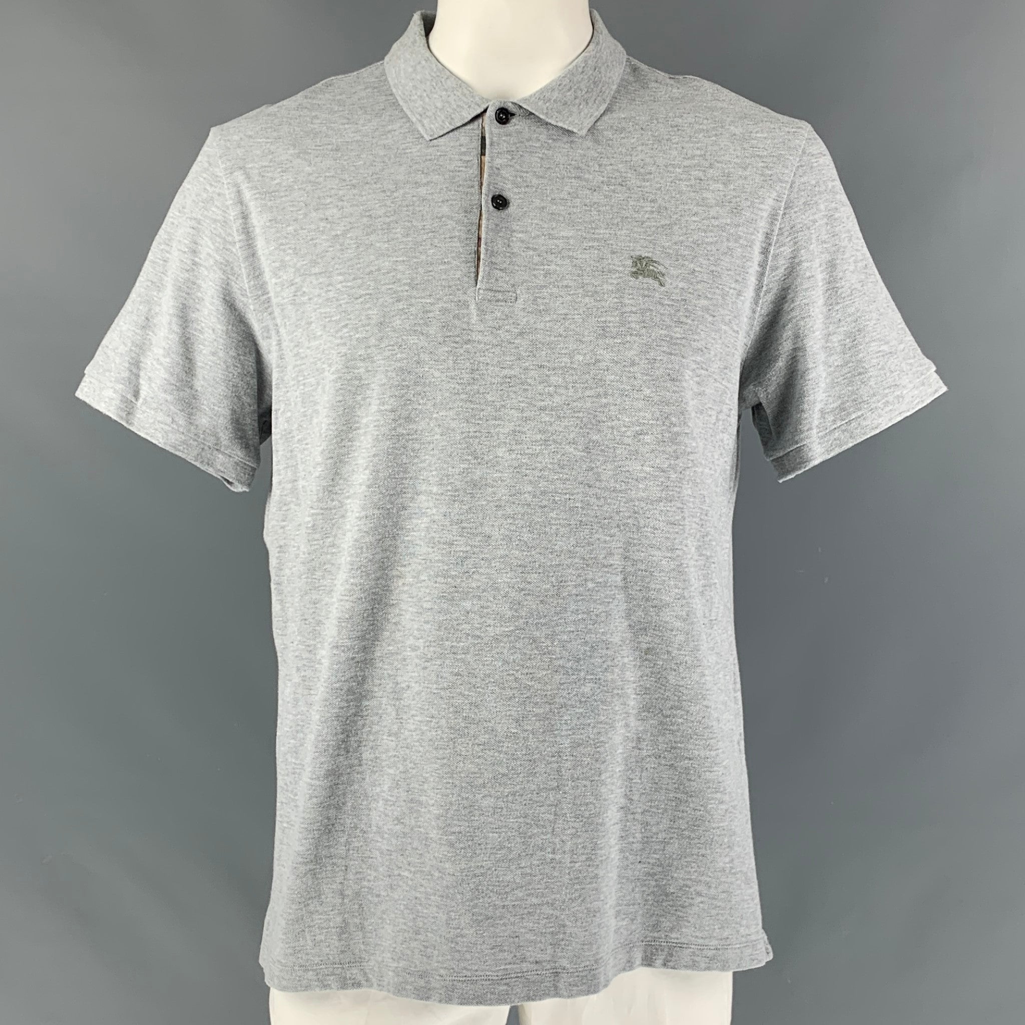 BURBERRY BRIT Size XXL Light Grey Heather Cotton Polo – Sui