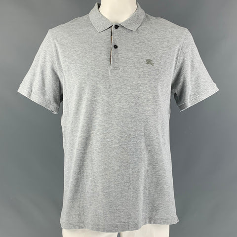 BURBERRY BRIT Polo de algodón gris claro jaspeado talla XXL