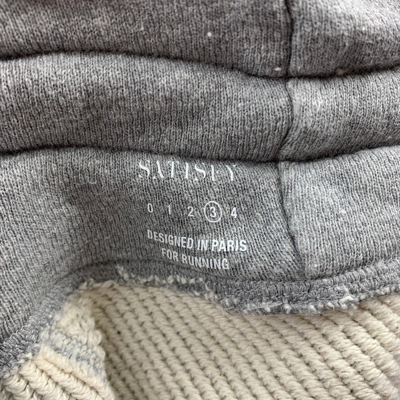 SATISFY Size L Light Gray Cotton Jogger Hooded Sweatshirt