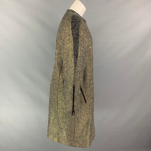 MONIQUE LHUILLIER Size 10 Grey & Gold Acrylic Blend Tweed Coat