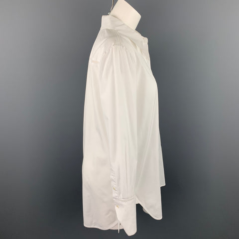 VINCE Blusa abotonada de algodón con ojales de popelina blanca talla M