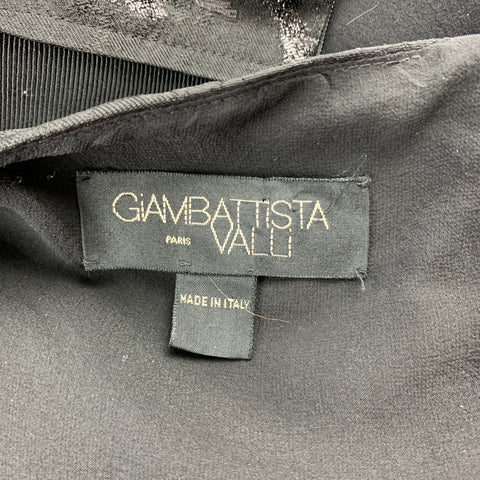 GIAMBATTISTA VALLI Size 8 Black Brocade Metallic Acetate Blend Cocktail Dress