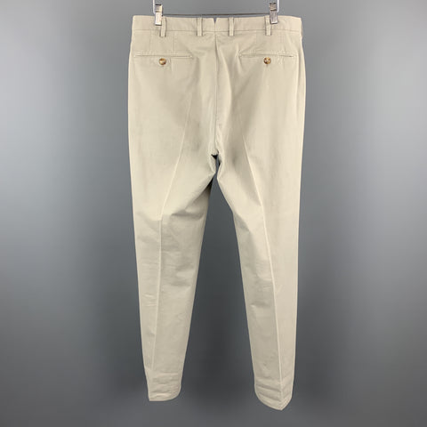 INCOTEX Size 34 x 35 Ivory Cotton Zip Fly Casual Pants