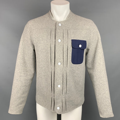 LEVI'S Size M Light Grey Textured Polyester Blend Collarless Jacket