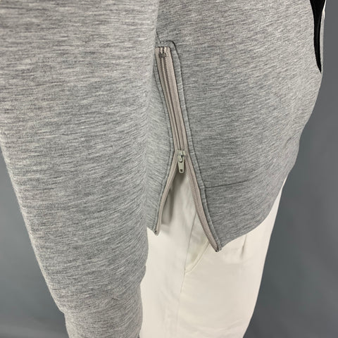 NEIL BARRETT Size L Grey White Geometric Cotton Asymmetrical Sweatshirt